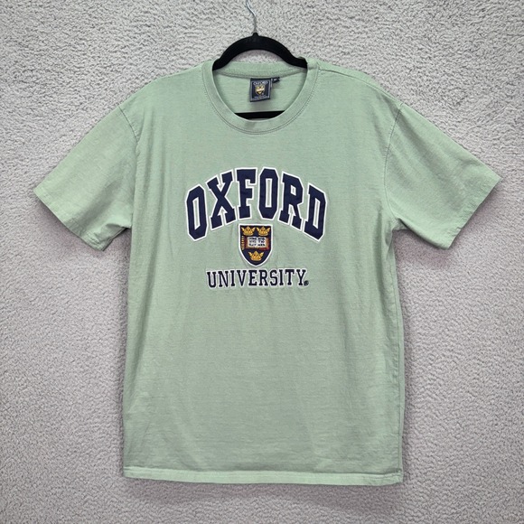 Oxford University Official Merchandise Other - VTG Oxford University TShirt Mens XL Sage Green Crest Logo Tee Ivy League Preppy